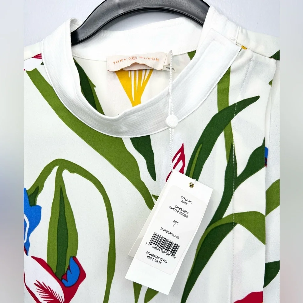 NWT! TORY BURCH Size 4 • Carine Iris Floral Midi Dress.